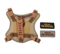 TOYANDONA Harnais Tactique pour Chat Ajustable Anti-Fugue avec Veste Rembourrée Couleur Terre Harnais Sécurisé pour Promenade et Randonnée des Chats