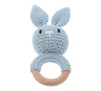 TOYANDONA Hochet Lapin Crochet Fait Main Doudou Bois Naturel Anneau de Dentition Doux et Sûr pour Nés Accessoire Portatif Déveil et Apaisement