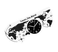 TOYANDONA Horloge Murale Carte du Monde Acrylique Noire Créative Décoration Murale Salon Bureau Chambre Design Original sans Piles