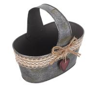 TOYANDONA Jardinière Vintage en Fer Galvanisé 5l avec Toile de Jute, Pot de Fleurs Rétro Rustique pour Intérieur et Extérieur, Seau Décoratif Polyvalent pour Balcon, Mariage et Jardin, Pot