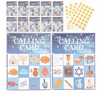 TOYANDONA Jeu de Bingo Hanoucca 24 Joueurs Cartes de Bingo Bleu Thème Hanoucca Accessoires de Fête pour Divertissement Familial et Développement Intellectuel Coffret Jeu de Fête Compact