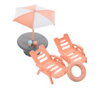 TOYANDONA Jeu de Miniature Chaise Longue et Parasol Accessoires pour Maison de Poupées Décorations de Jardin pour Garçon Fille