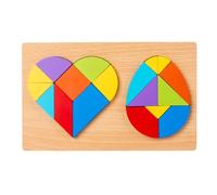 TOYANDONA Jeu de Tangram Bois Puzzle Formes Cœur et Œuf Educatif Montessori pour Garçon Fille Développement Coordination Main-œil et Créativité