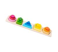 TOYANDONA Jeu Éducatif Bois Montessori Tour à Empiler avec Formes Géométriques Colorées pour Garçon Fille Puzzle Intelligence et Reconnaissance des Couleurs et Stable pour Développement