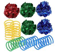 TOYANDONA Jouets à Ressorts pour Chat Et Balles Froissées Colorées 10 Pcs Ensemble Interactif pour Chaton Intérieur Et Chat De Âges
