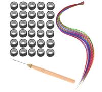 TOYANDONA Kit D’extensions de Cheveux Synthétiques Tressées 13 Couleurs Arc-en-ciel avec Micro-perles Noires et Crochet en Bois, Fibres Résistantes la Chaleur, Accessoires pour Coiffure