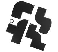 TOYANDONA Kit D’Outils de Coiffure pour Barbier 4 Pièces Règle Graduée Gabarits T V W S Perforés et Anneaux Guide de Modèle de Ligne Capillaire et Barbe Réutilisable pour Stylisme Précis