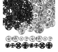 TOYANDONA Kit de 80 Boutons-Pression Métalliques Invisibles à Coudre 8 MM et 12 MM Finition Noir Mat et Argenté Fixations Robustes pour Vêtements Paquet et Projets de Couture DIY