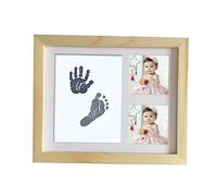 TOYANDONA Kit De Mains Pour Bébés Avec Cadre Photo Bois Et Tampon Encreur Souvenirs De Naissance Couleur Bois Naturel