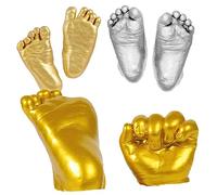 TOYANDONA Kit De Moulage 3d De Mains Et Pieds De Bébé, Kit Bébé Soi-même Poudre De Plâtre 100g, Poudre De Modèle 100g, Colorant or Et Pinceau, Souvenir Détaillé Pour Baby Shower
