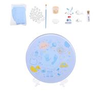 TOYANDONA Kit de Moulage D'empreinte de Pied et Main pour Bébé, Pâte à Modeler Bleue en Boîte Métallique, Souvenir Naissance Solide, Accessoire Puériculture, Kit Ornement Empreinte Bébé