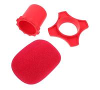 TOYANDONA Kit de Protection Microphone Ktv avec Housse Mousse Vent Anneau Silicone Antidérapant et Manchon Base pour Micro Main Rouge
