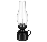 TOYANDONA Lampe à Pétrole Rétro LED sans Flamme en Plastique Noir, Lampe à Huile Décorative D’intérieur, Lanterne Vintage pour Décoration de Table et Ambiance Chaleureuse, Usage Intérieur