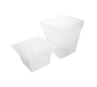 TOYANDONA Lampe De Pot De Fleur Carrée Lumineuse D'Extérieur Éclairage Solaire De Jardin Pot De Fleurs avec Lumières Plastique Blanc
