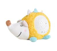 TOYANDONA Lampe de Projection Musicale en Peluche Hérisson 23,5x14,5 Cm en Coton Doux Jaune, Apaisant pour Bébé, Lumière de Nuit Étoilée pour Chambre Garçon et Filles, Présent sans Pile