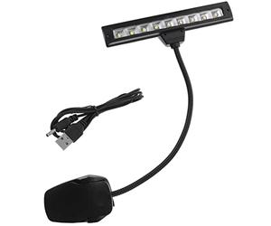 TOYANDONA Lampe de Pupitre Musique à Pince 9 Led, Éclairage Réglable avec Câble D’alimentation, Flexible Métal Noir, pour Piano, Pupitre, Fosses D’orchestre et Bureaux