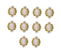TOYANDONA Lot de 10 Autocollants Pierres pour Nail Art Patchs pour Manucure en Alliage Métallique Petits Décorations pour Ongles Blancs Style Baroque Vintage Adaptés pour Fêtes et