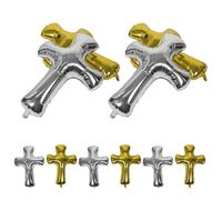 TOYANDONA Lot de 10 Ballons en Aluminium de Croix Couleurs Or et Argenté Décoration pour Baptême Première Communion et Fête Religieuse Usage Intérieur et Extérieur Décorations