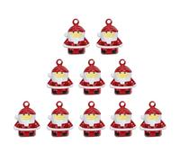 TOYANDONA Lot de 10 Clochettes de Noël Rouges de Père Noël Miniatures 22X18 MM Pendentifs Antirouille pour Décoration Festive Bricolage et Ornements de Fête