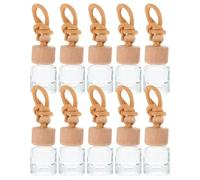 TOYANDONA Lot de 10 Flacons de Parfum Vides Suspendus pour Voiture 8Ml en Verre Transparent Petits Bouchons Ronds Accessoires Désodorisants Rechargeables Diffuseurs D’Huiles Essentielles