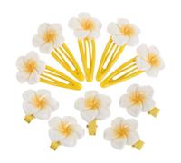 TOYANDONA Lot de 10 Pinces à Cheveux Frangipanier Mini Fleurs Hawaïennes Jaunes Agrafes pour Petites Filles et Femmes Accessoires Coiffure pour Mariage Fête Tropicale et Usage Quotidien