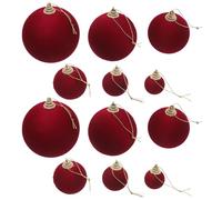 TOYANDONA Lot de 12 Boules de Décoration Saint-valentin en Velours Rouge Foncé Incassables, Suspensions de 3 à 8 Cm pour Sapin, Ornements Festifs Polyvalents pour Ambiance Romantique et