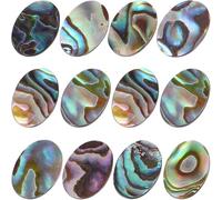 TOYANDONA Lot de 12 Cabochons en Coquille d'Ormeau Ovales 10X14 MM Perles Plates Décoratives pour Fabrication de Bijoux Pendentifs et Boucles d'Oreilles Accessoires Bijouterie DIY