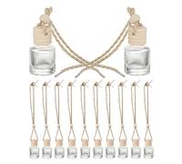 TOYANDONA Lot de 12 Flacons de Parfum Suspendus en Verre Bouchon en Bois et Cordon Réglable Diffuseur Décoratif Compact pour Voiture Flacon Parfumé Délicat pour Aromathérapie et
