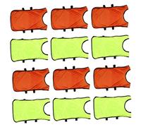 TOYANDONA Lot de 12 Gilets D'entraînement de Basketball Garçon et Filles, Chasubles en Polyester Respirant, Orange et Vert Fluo, Légers et Multifonctions, pour Activités Sportives en Plein