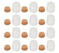 TOYANDONA Lot de 12 Mini Bocaux en Verre Transparent 30Ml avec Bouchon en Liège Flacons à Souhaits Hermétiques pour Rangement et Décoration Intérieure Diamètre 37 CM Hauteur 4 CM