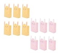 TOYANDONA Lot de 12 Paquet en Papier à Bonbons Pâques, Pochettes D'emballage Motif Lapin Bicolore, 12 Pcs, Paquet Décoratifs pour Fête et Rangement de Friandises, Présent Anniversaire