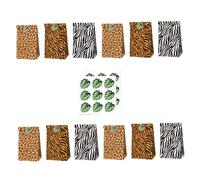 TOYANDONA Lot de 12 Paquet en Papier Kraft à Motifs Animaux Jungle avec Stickers Décoratifs pour Bonbons et Présents d'Anniversaire Paquet à Surprises Écologiques et Résistants