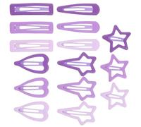TOYANDONA Lot de 15 Pinces à Cheveux à Pression en Alliage Métal Motifs Étoiles à Cinq Branches Cœurs Larmes Rectangles et Étoiles à Quatre Branches Accessoires pour Petites Filles