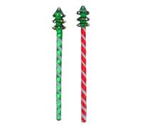 TOYANDONA Lot de 2 agitateurs à Cocktails de Noël : agitateurs en Verre en Forme de Sapin de Noël - Bâtonnets mélangeurs réutilisables, décoration Chocolat pour la Maison, Le Bureau, Le Bar ou Le