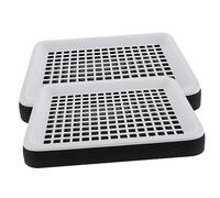 TOYANDONA Lot De 2 Bacs à Litière Carrés Anti-Renversement en Plastique Noir Et Blanc pour Lapins, Cochons D’Inde, Hamsters - Apprentissage Propreté pour Petits Animaux De Compagnie