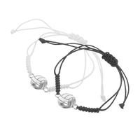 TOYANDONA Lot de 2 Bracelets Ajustables de Volley-ball en Corde Tressée Noir et Blanc, Bracelets Décoratifs Légers pour Équipe et Joueurs, Accessoires Sportifs pour Fans et Souvenirs