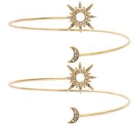 TOYANDONA Lot de 2 Bracelets Manchettes Dorés Ajustables Bras, Design Soleil et Lune, Accessoires Féminins pour Usage Quotidien et Occasions Spéciales