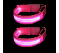 TOYANDONA Lot de 2 Brassards LED Rechargeables Rose, Bracelets Lumineux de Sécurité pour Course Nocturne, Sangles Fluorescentes Légères et Ajustables, Accessoires Réfléchissants pour Sports