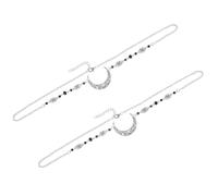 TOYANDONA Lot de 2 Chaînes de Tête Vintage en Métal Argenté Motif Lune Ajouré Perles Noires Naturelles Accessoires de Coiffure Élégants pour Mariage Anniversaire et Fête