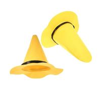 TOYANDONA Lot de 2 Chapeaux de Sorcier Jaune en Feutre Épais Grand Format Accessoires Cosplay et Costume pour Fête Halloween Sorcière Adulte Femme Chapeau Conique à Large Bord