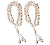 TOYANDONA Lot de 2 Chapelets Islamiques Multicolores en Acrylique Solide, Bracelet de Prière Portatif Unisexe, Compteur de Prières Arabe pour Usage Religieux et Spirituel, 33 Perles Beige