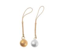 TOYANDONA Lot de 2 Cloches Suspendues en Cuivre Grainé Doré et Argenté avec Pompon, Décorations DIY pour Pendentifs de Téléphone, Accessoires pour Paquet à Dos et Étuis, Symbole de Paix