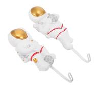 TOYANDONA Lot de 2 Crochets Adhésifs Muraux Astronautes 3D en Résine Décoration d'Intérieur Originale Fixation sans Perçage Support Mural Solide pour Vêtements et Accessoires Rangement