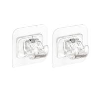 TOYANDONA Lot de 2 Crochets Transparents pour Tringle à Rideaux Extensible, Clips de Fixation Auto-adhésifs sans Perçage, Accessoires Pratiques pour Supports de Rideaux en Salle de Bain