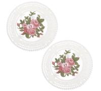 TOYANDONA Lot de 2 Dessous de Verre en Dentelle Brodée de Fleur, Napperons Ronds Blancs 11,8 Cm, Sets de Table Élégants et Isolants Thermiques pour Café, Thé et Boissons - Décoration Maison