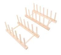 TOYANDONA Lot de 2 Étagères en Bois Naturel pour Vaisselle Égouttoir à Vaisselle Multifonction 6 Colonnes 5 Cases 7 Colonnes 6 Cases Support pour Assiettes et Tasses Accessoires Cuisine