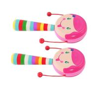 TOYANDONA Lot De 2 Hochets En Bois Pour Bébé Dessins Jouets Musicaux Petit Format Doux Peau Développement Sensoriel Hochets à Main