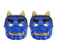 TOYANDONA Lot de 2 masques Tengu japonais - Masque de démon samouraï fantôme - Couvre-visage punk - Accessoire de cosplay monstre Nian pour Halloween 2026, bal masqué et Nouvel An lunaire (bleu)