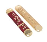 TOYANDONA Lot de 2 Mezouzahs Décoratives Métalliques Rouge et Or Rouleau de Bénédiction, Étuis Artisanaux pour Porte Intérieure, Protection Spirituelle et Décoration Juive pour Fêtes