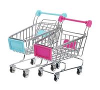 TOYANDONA Lot de 2 Mini Chariots de Courses Jouets, Chariot de Courses en | Chariot à main, mini-caddie, mini-panier de courses, petit chariot à main pour ranger les affaires des enfants sur un bureau